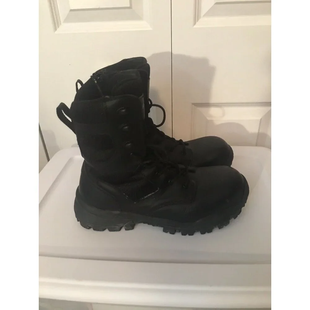 HY-TEST STEEL‎ TOE  Safety Side Zip/lace BLACK LEATHER BOOTS Men’s Sz 11.5 M